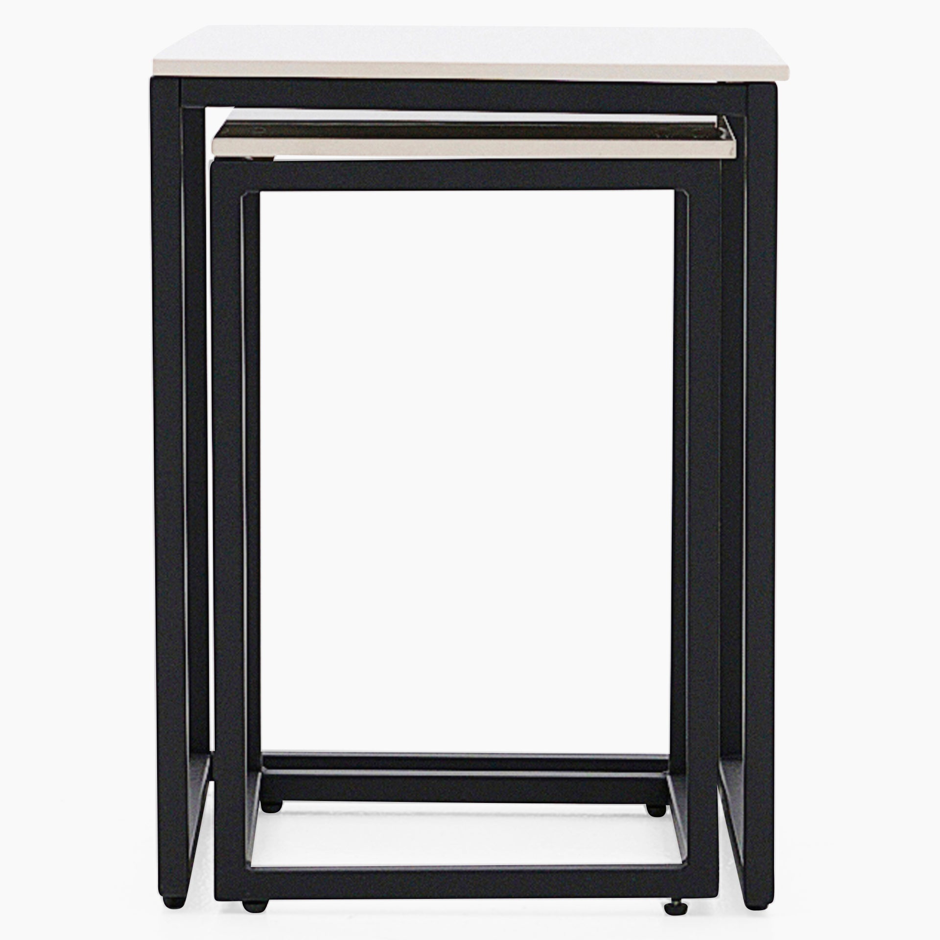 Tyler Nest of Side Tables - Nest of Tables White Ceramic Top / Black Powder Coated Metal Legs Tables Sterling Home 2
