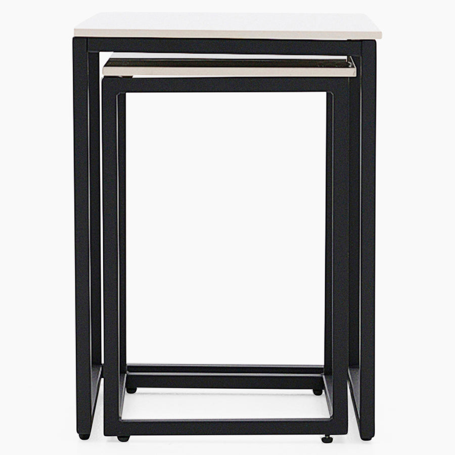 Tyler Nest of Side Tables - Nest of Tables White Ceramic Top / Black Powder Coated Metal Legs Tables Sterling Home 2