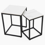Tyler Nest of Side Tables - Nest of Tables White Ceramic Top / Black Powder Coated Metal Legs Tables Sterling Home 3