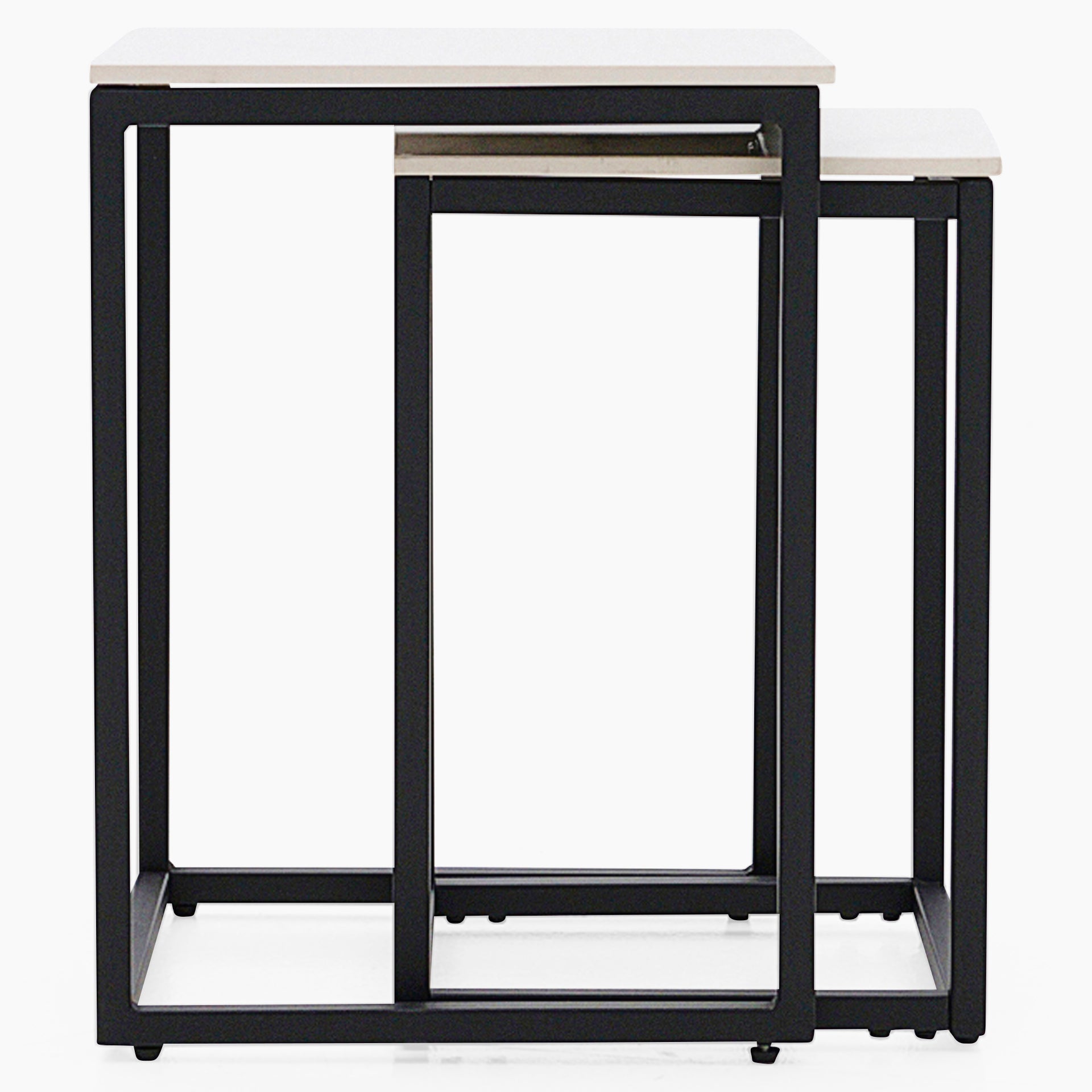 Tyler Nest of Side Tables - Nest of Tables White Ceramic Top / Black Powder Coated Metal Legs Tables Sterling Home 4