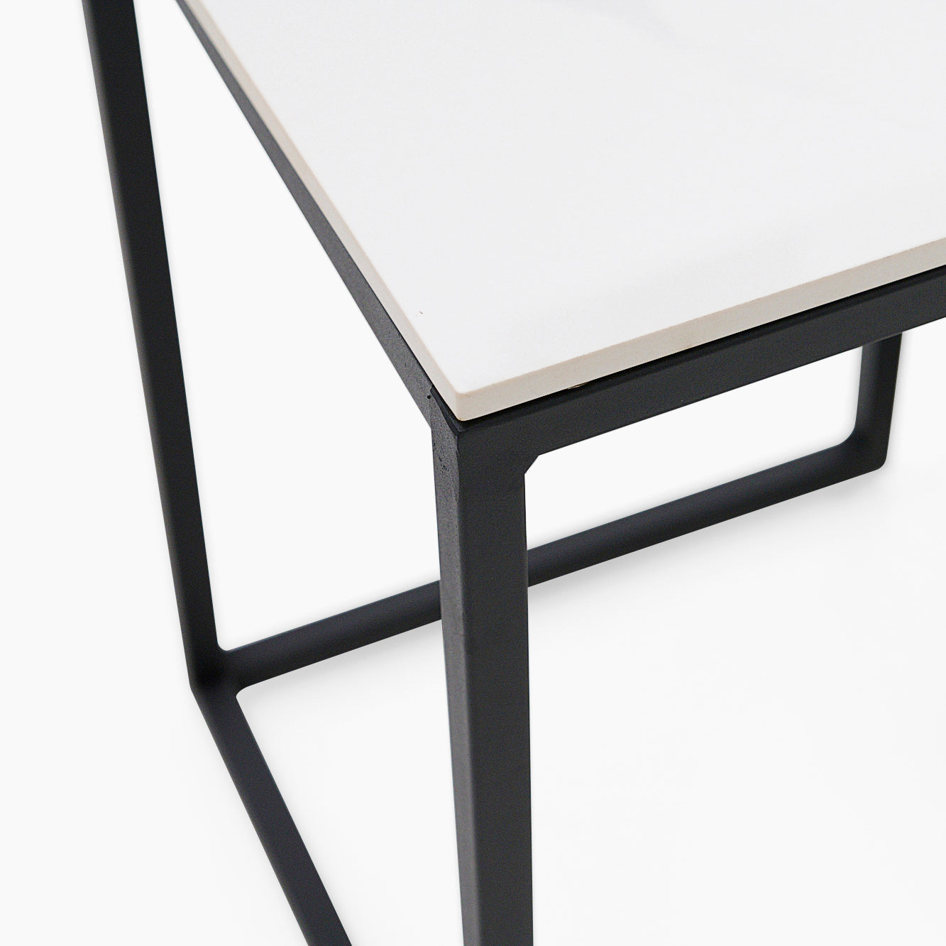 Tyler White Ceramic Nest of 2 Side Tables - Nest of Tables White Ceramic Top / Black Powder Coated Metal Legs Tables Sterling Home 6