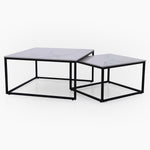 Tyler Square Nest of Coffee Tables - Square Coffee Nest of 2 Tables White Ceramic Top / Black Powder Coated Metal Legs Tables Sterling Home 1