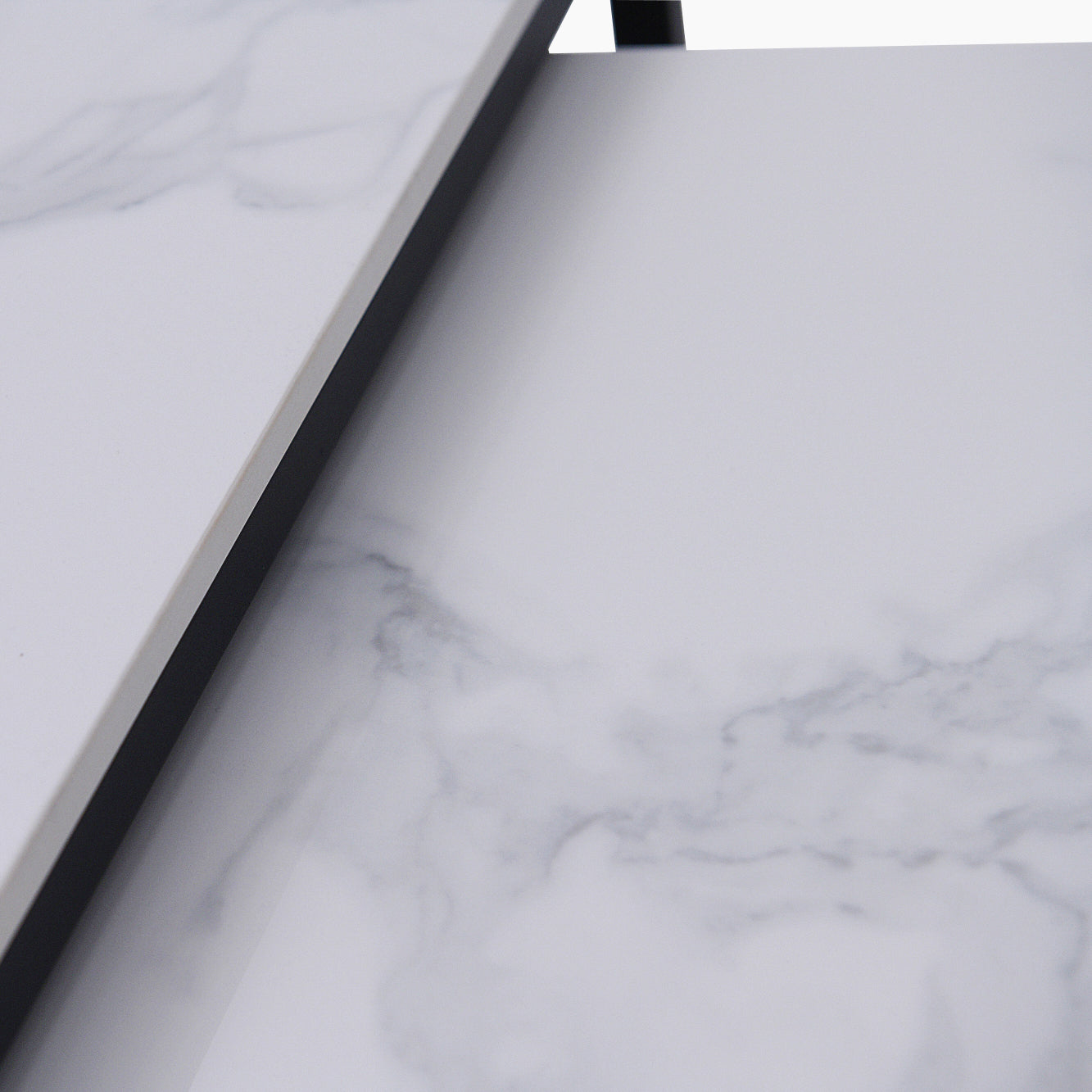 Tyler Square Nest of Coffee Tables - Square Coffee Nest of 2 Tables White Ceramic Top / Black Powder Coated Metal Legs Tables Sterling Home 4