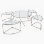 Venice Large Coffee Table - Grand Coffee Table Set Clear Glass / Stainless Steel Tables Sterling Home 1