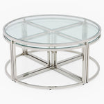 Venice Large Coffee Table - Grand Coffee Table Set Clear Glass / Stainless Steel Tables Sterling Home 2