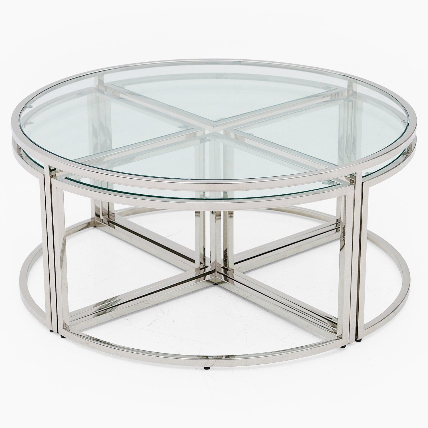 Venice Large Coffee Table - Grand Coffee Table Set Clear Glass / Stainless Steel Tables Sterling Home 2