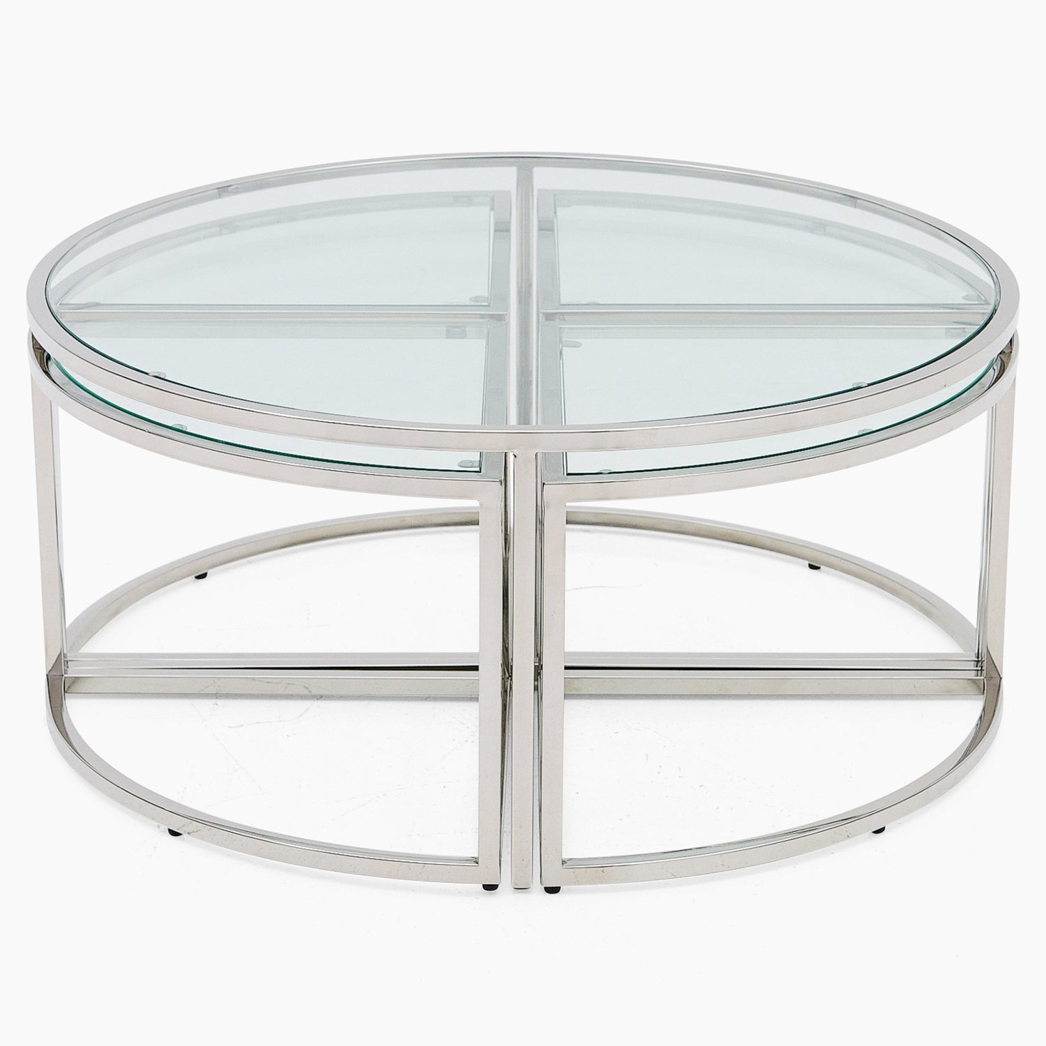 Venice Large Coffee Table - Grand Coffee Table Set Clear Glass / Stainless Steel Tables Sterling Home 3