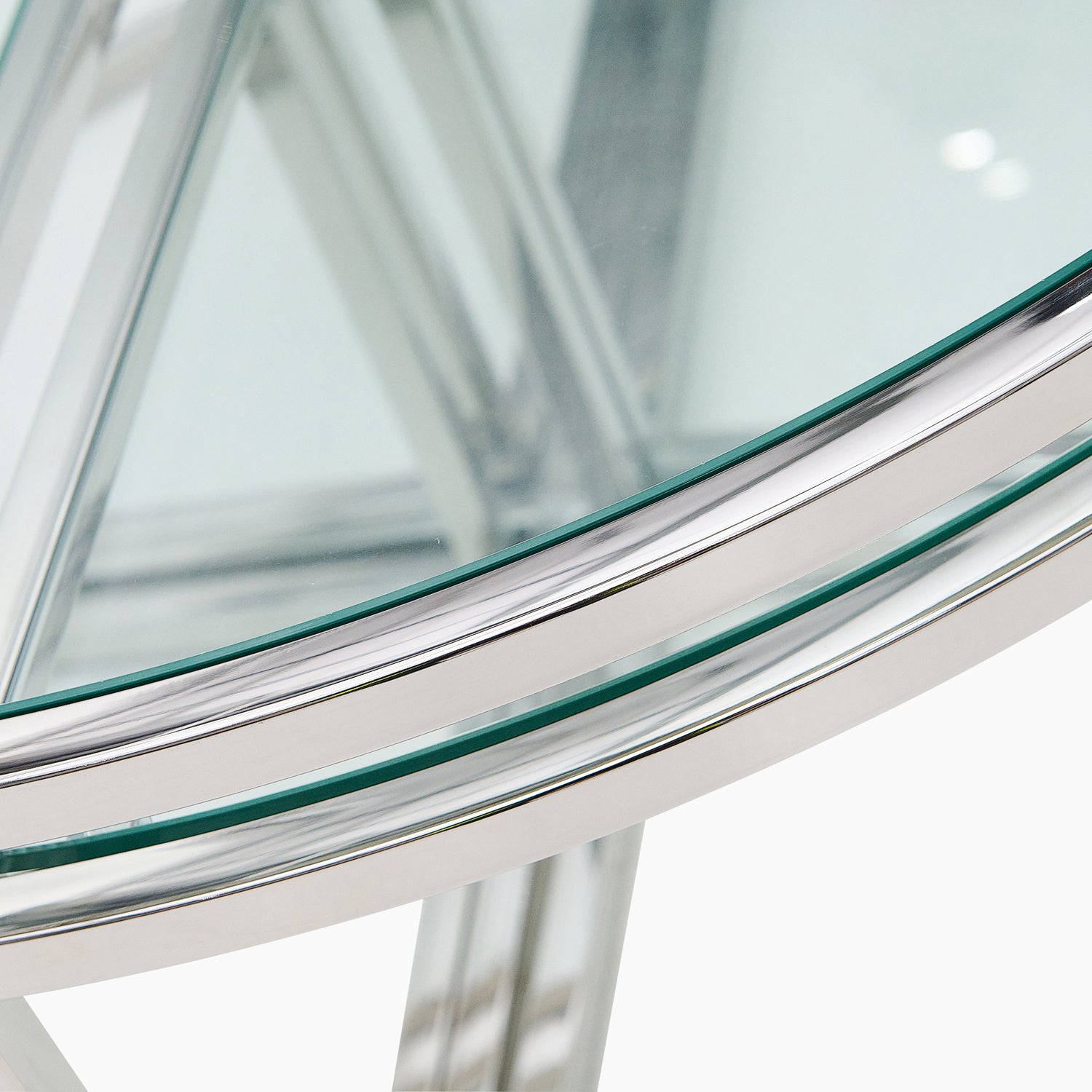 Venice Large Coffee Table - Grand Coffee Table Set Clear Glass / Stainless Steel Tables Sterling Home 5