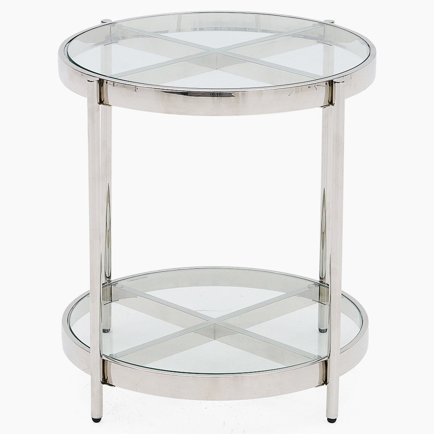 Venice Side Table - Lamp Table Clear Glass / Stainless Steel Tables Sterling Home 1