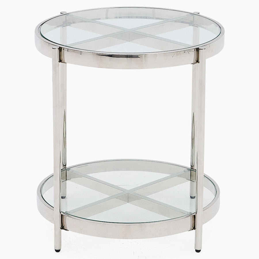 Venice Side Table - Lamp Table Clear Glass / Stainless Steel Tables Sterling Home 1