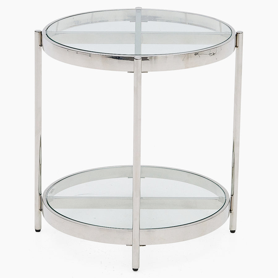 Venice Side Table - Lamp Table Clear Glass / Stainless Steel Tables Sterling Home 2