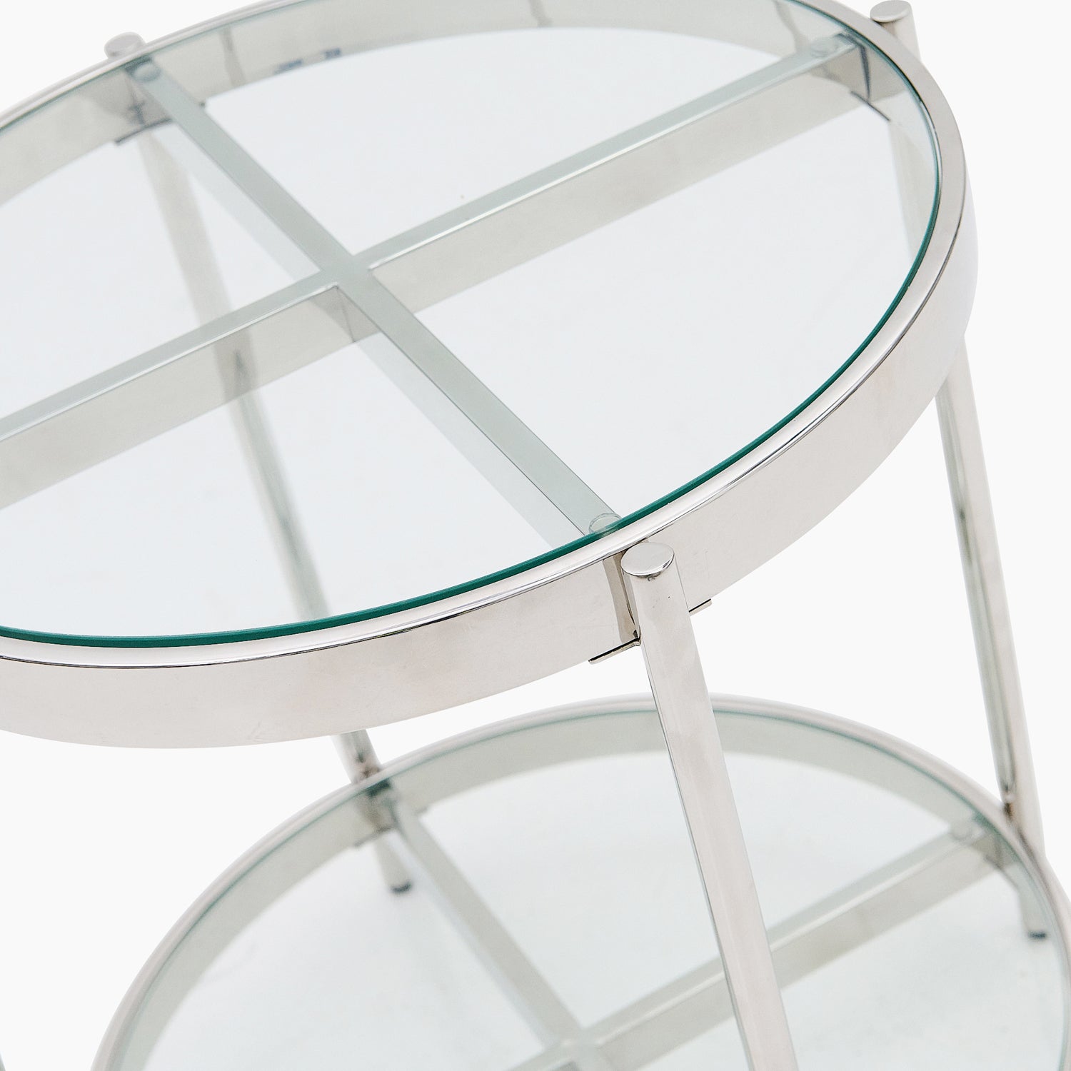 Venice Side Table - Lamp Table Clear Glass / Stainless Steel Tables Sterling Home 3