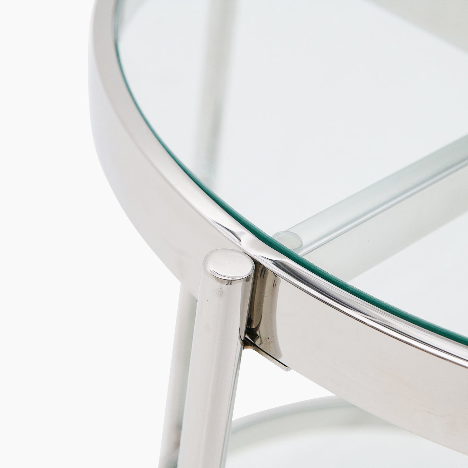 Venice Side Table - Lamp Table Clear Glass / Stainless Steel Tables Sterling Home 4