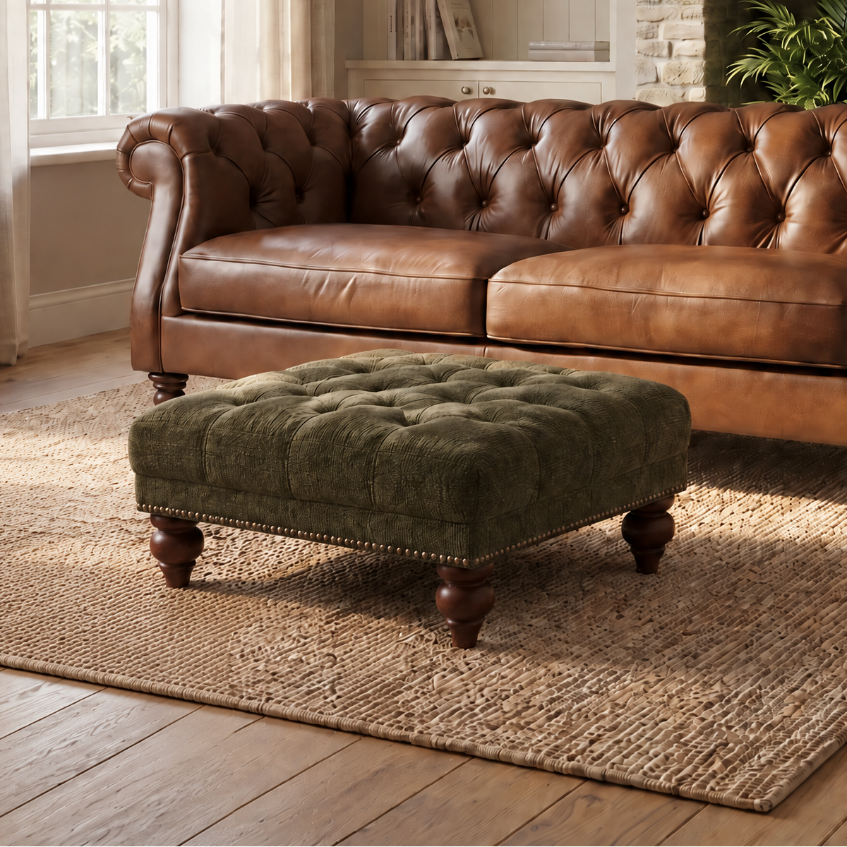 Violet Footstool - Footstool Fabric Standard Footstools Sterling Home 2