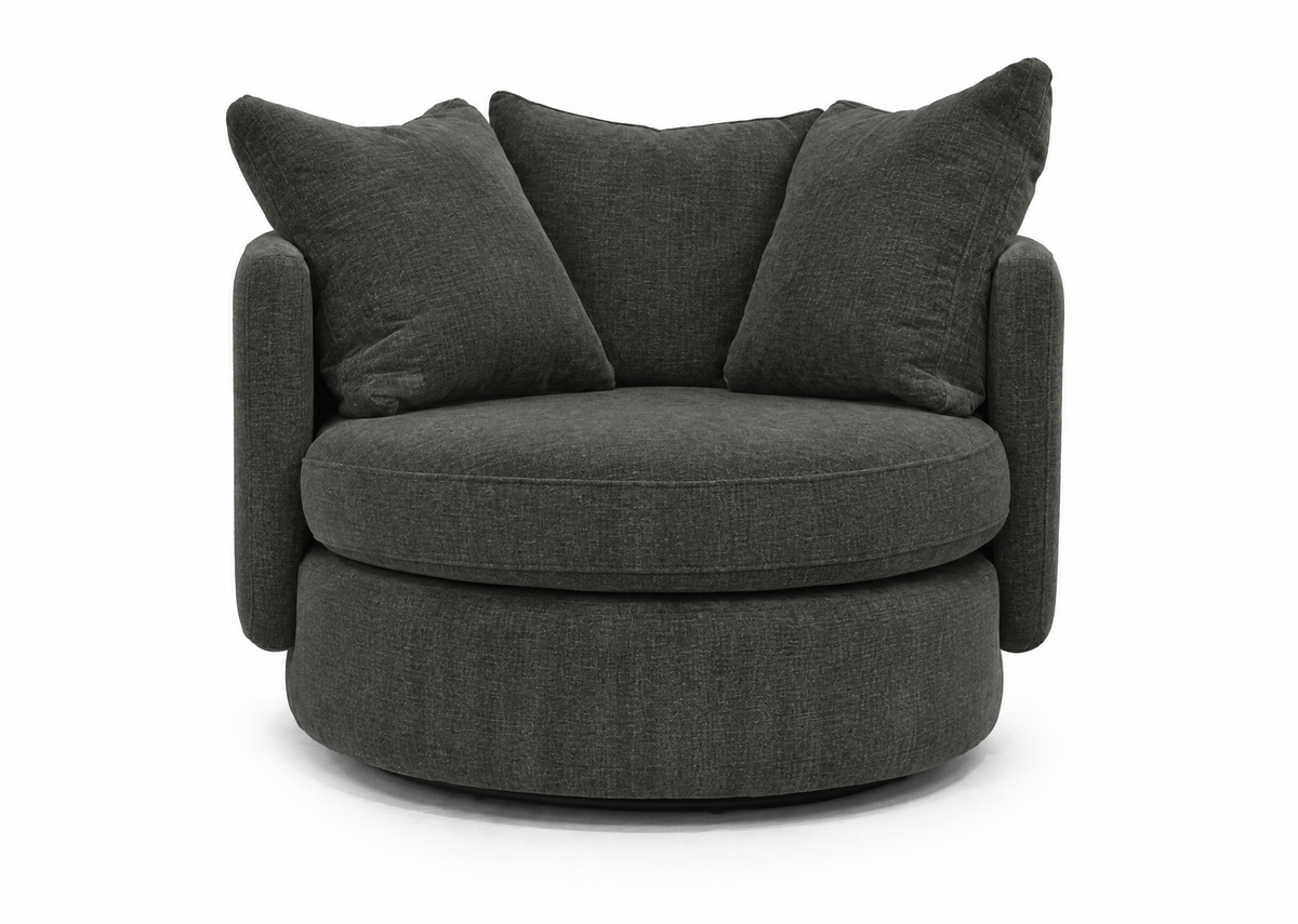 Vogue Williams Piccadilly Large Swivel Chair - Large Swivel Chair Matt Chenille Armchairs Sterling Home 4 Matt Chenille Midnight