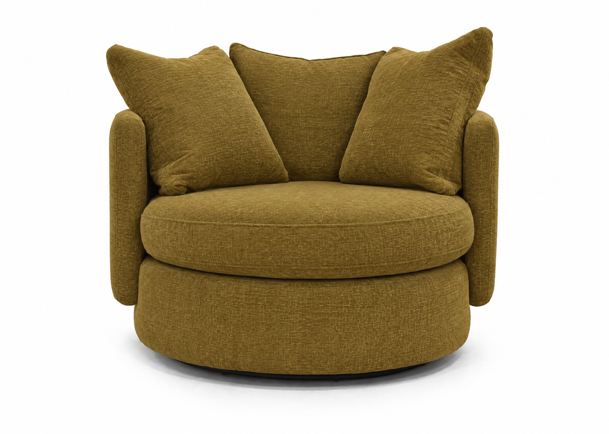 Vogue Williams Piccadilly Large Swivel Chair - Large Swivel Chair Matt Chenille Armchairs Sterling Home 1 Matt Chenille Old Gold