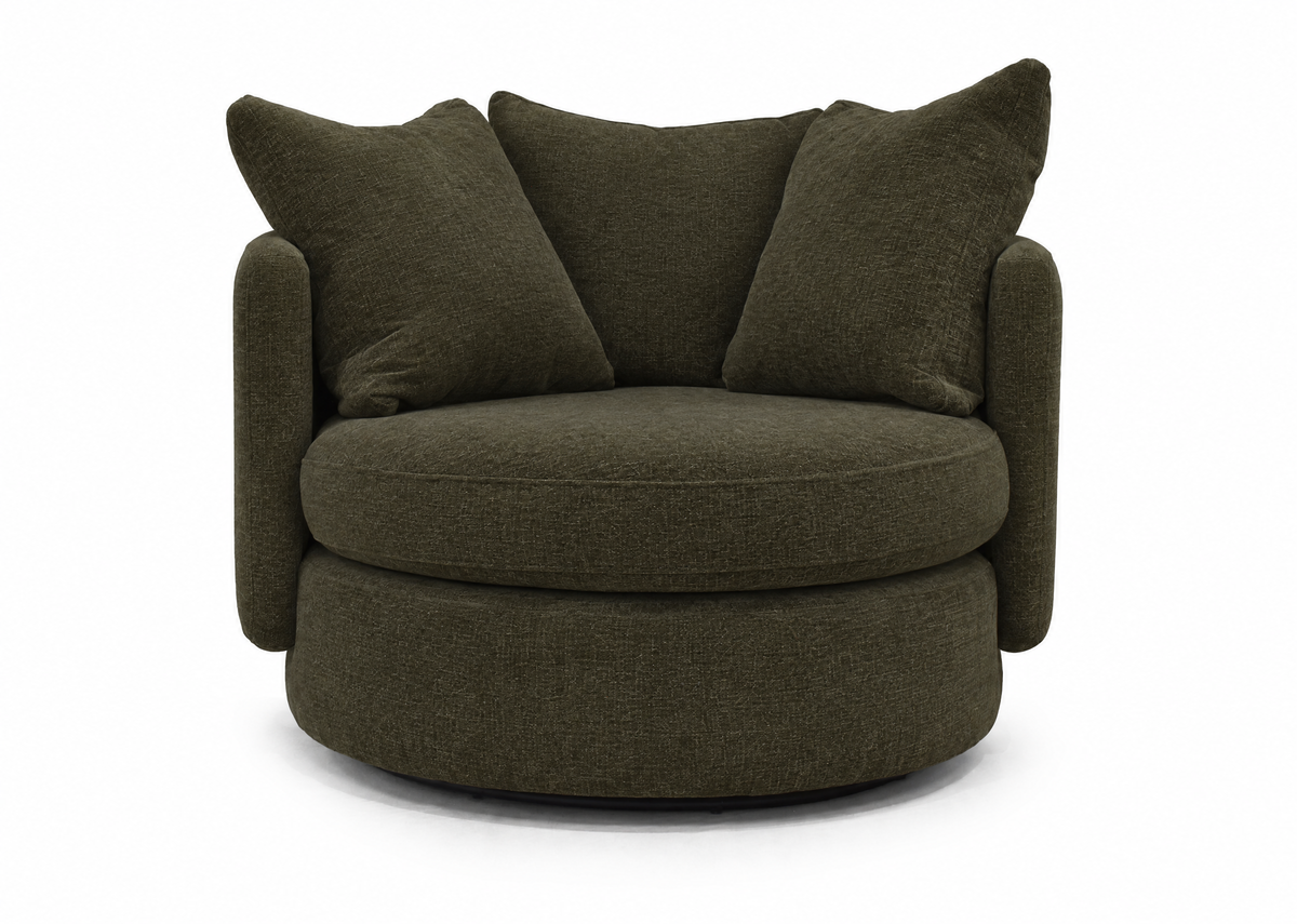 Vogue Williams Piccadilly Large Swivel Chair - Large Swivel Chair Matt Chenille Armchairs Sterling Home 3 Matt Chenille Olive