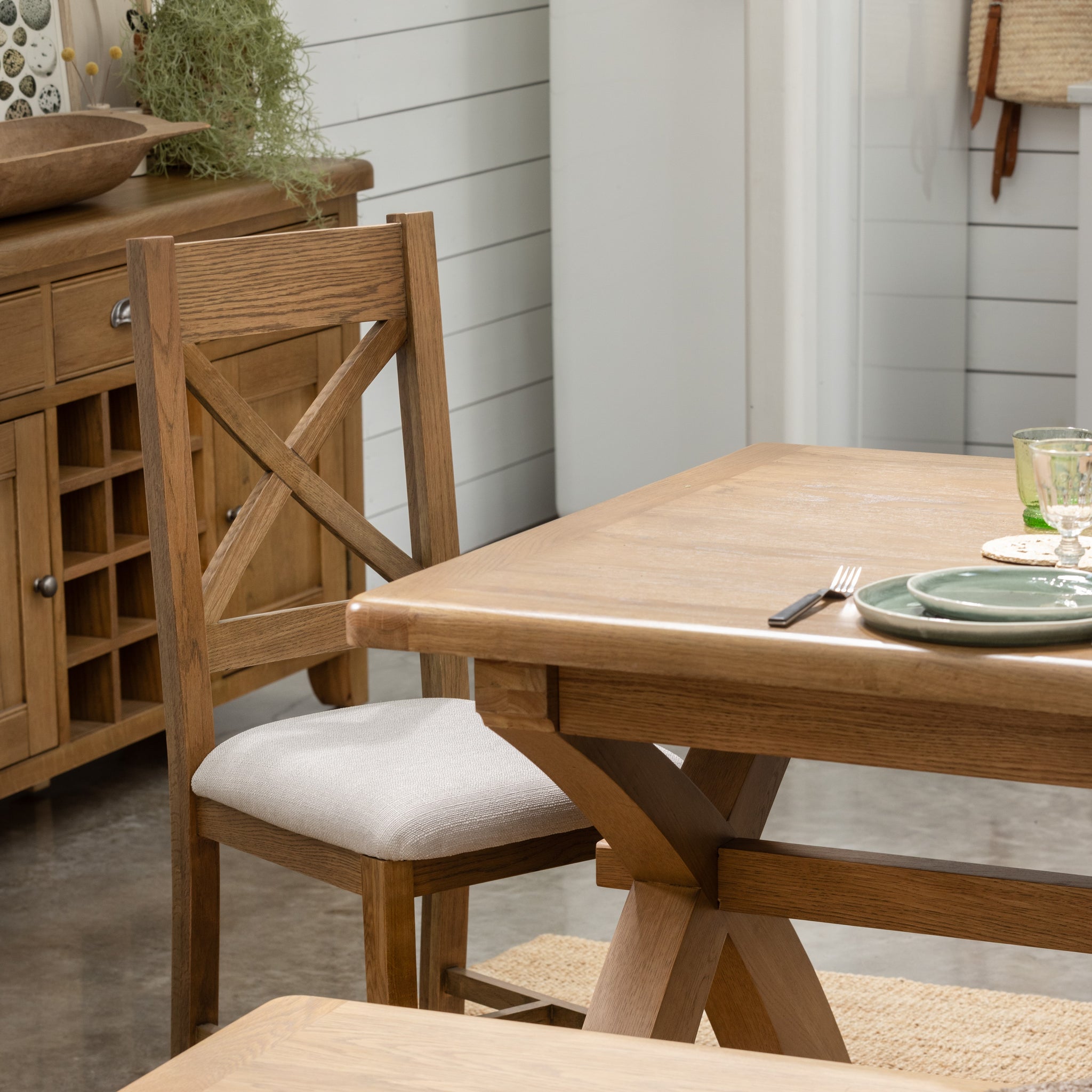 Willowmere Dining Chair - X Back Dining Chair Oak Chairs Sterling Home 2