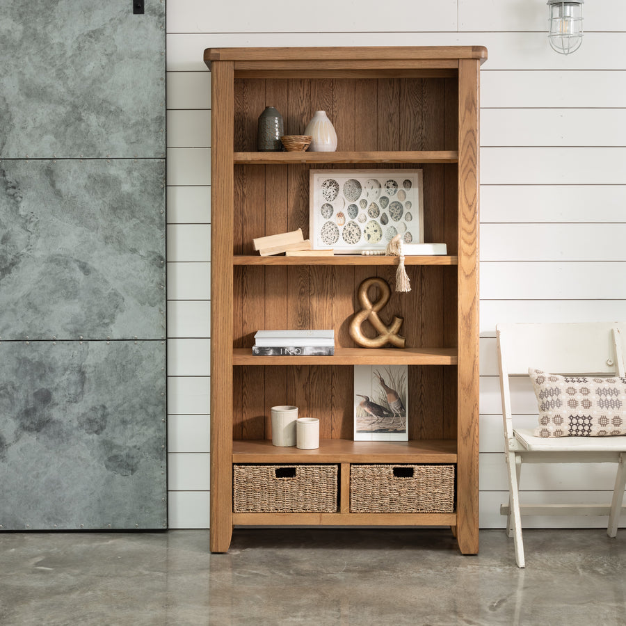 Willowmere Large Bookcase - Large Bookcase Oak Storage Sterling Home 2