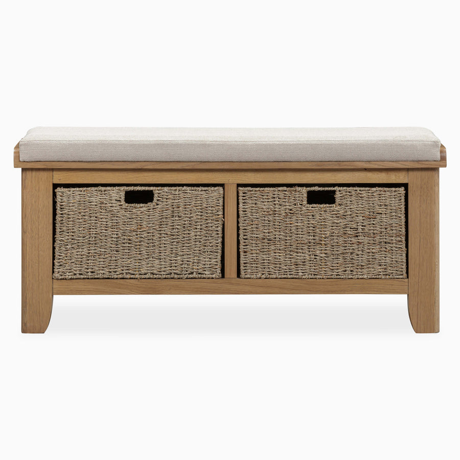 Willowmere Bench - 110cm Upholstered Hall Bench Oak Storage Sterling Home 1
