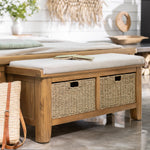 Willowmere Bench - 110cm Upholstered Hall Bench Oak Storage Sterling Home 2