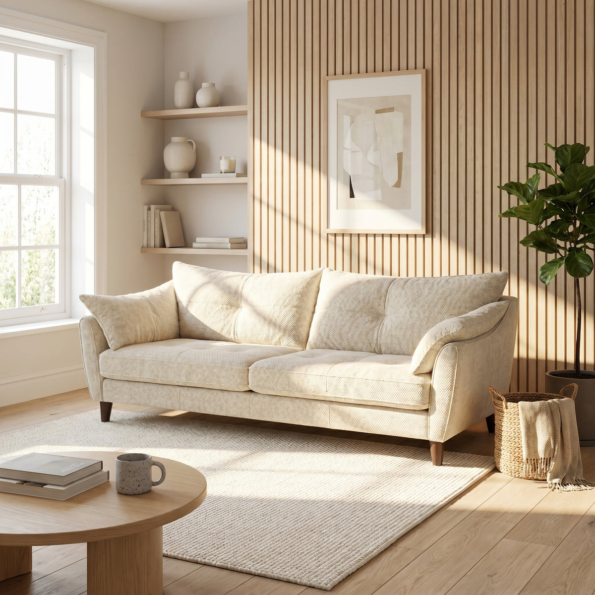 Zara 4 Seater Sofa - 4 Seater Sofa — Kingstown Cream, gallery image 1