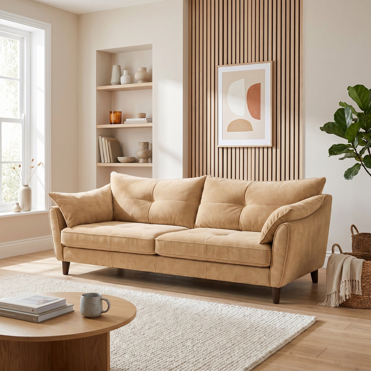 Zara 4 Seater Sofa - 4 Seater Sofa — Plush Cream, gallery image 1