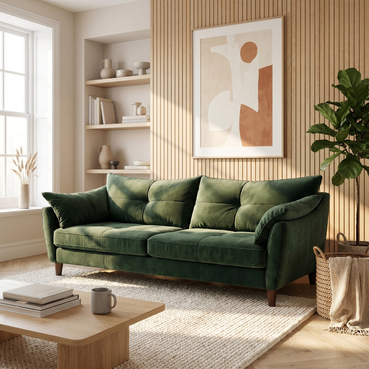 Zara 4 Seater Sofa - 4 Seater Sofa — Plush Emerald, gallery image 1