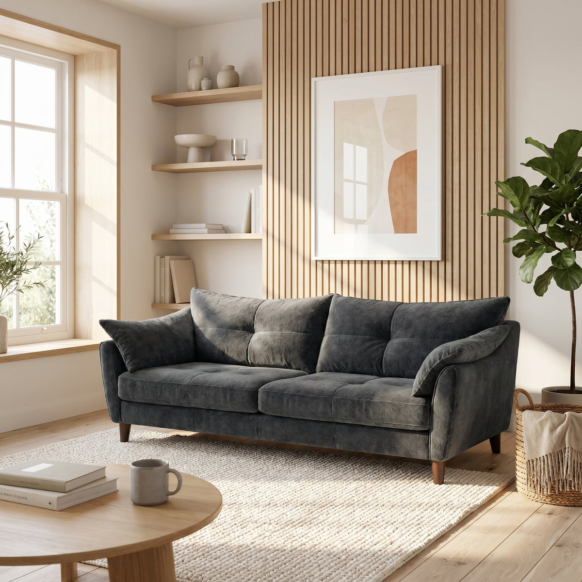 Zara 4 Seater Sofa - 4 Seater Sofa — Plush Silver, gallery image 1