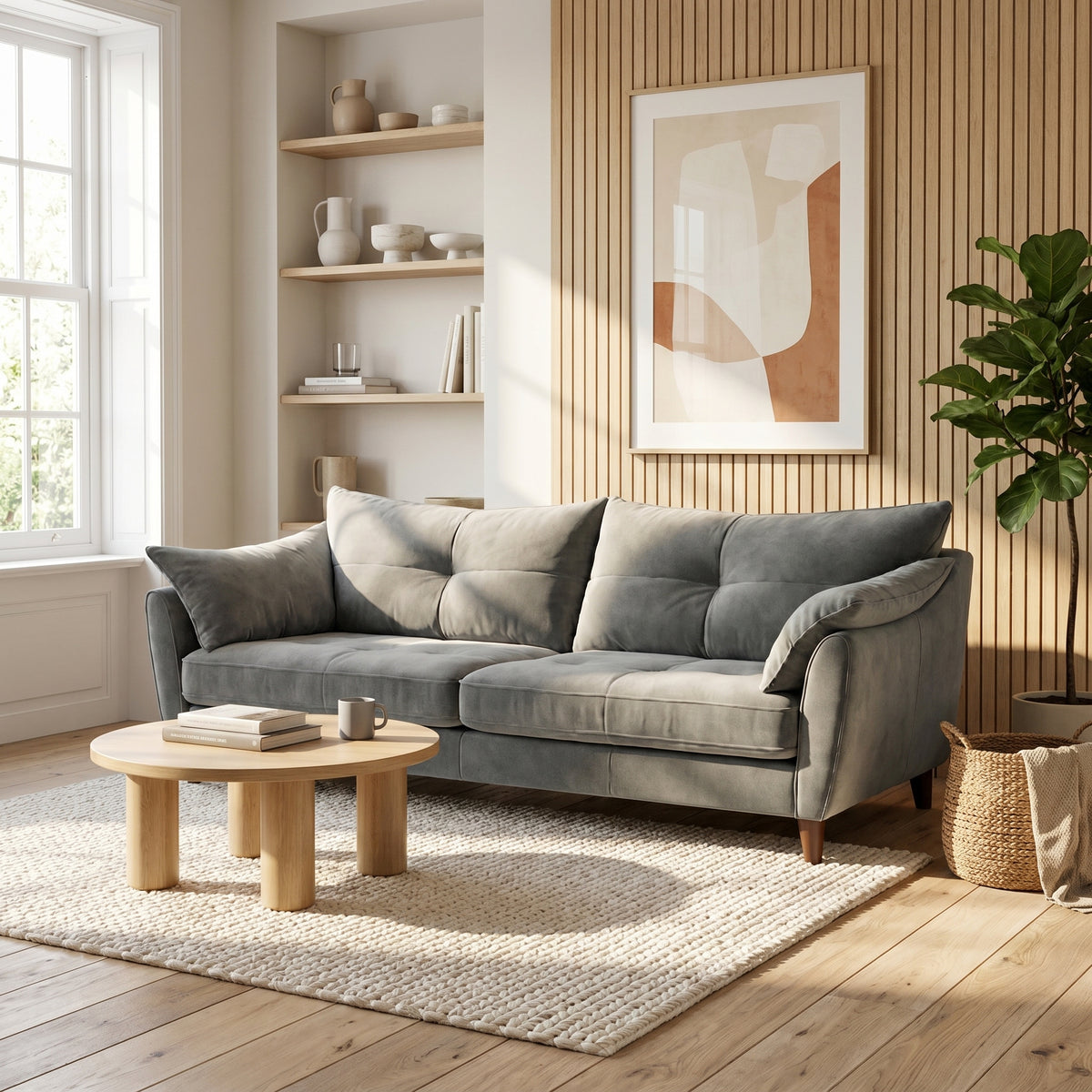 Zara 4 Seater Sofa - 4 Seater Sofa — Plush Pebble, gallery image 1