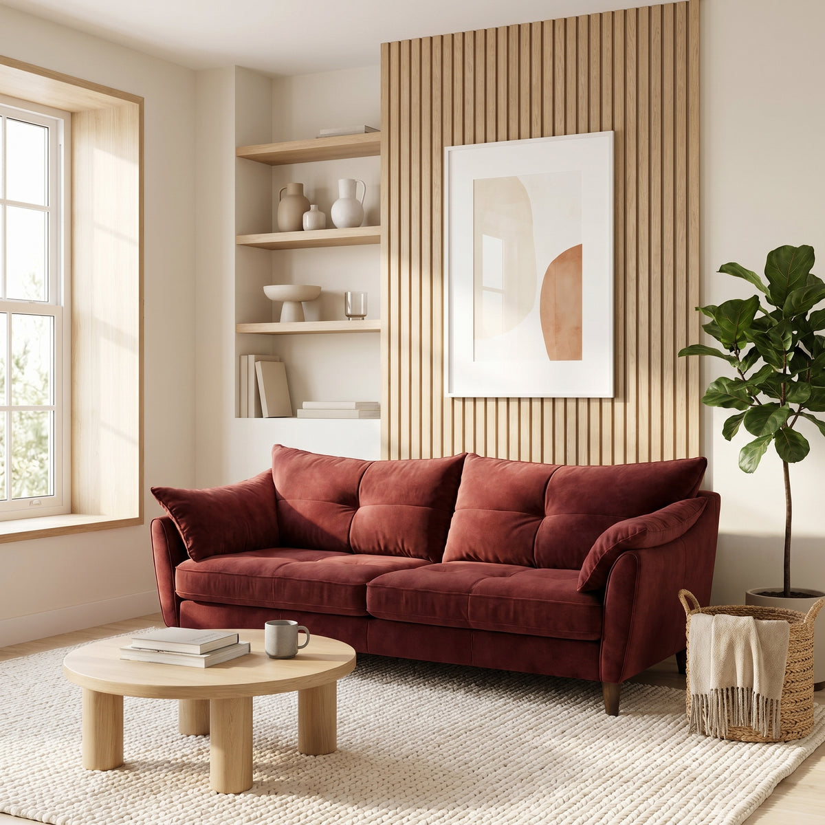 Zara 4 Seater Sofa - 4 Seater Sofa — Plush Oxblood, gallery image 1