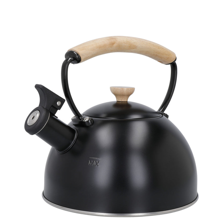 La Cafetiere Black Whistling Kettle - LC Whistling Kettle Wood Handle Black 1.6L Sterling Home 1