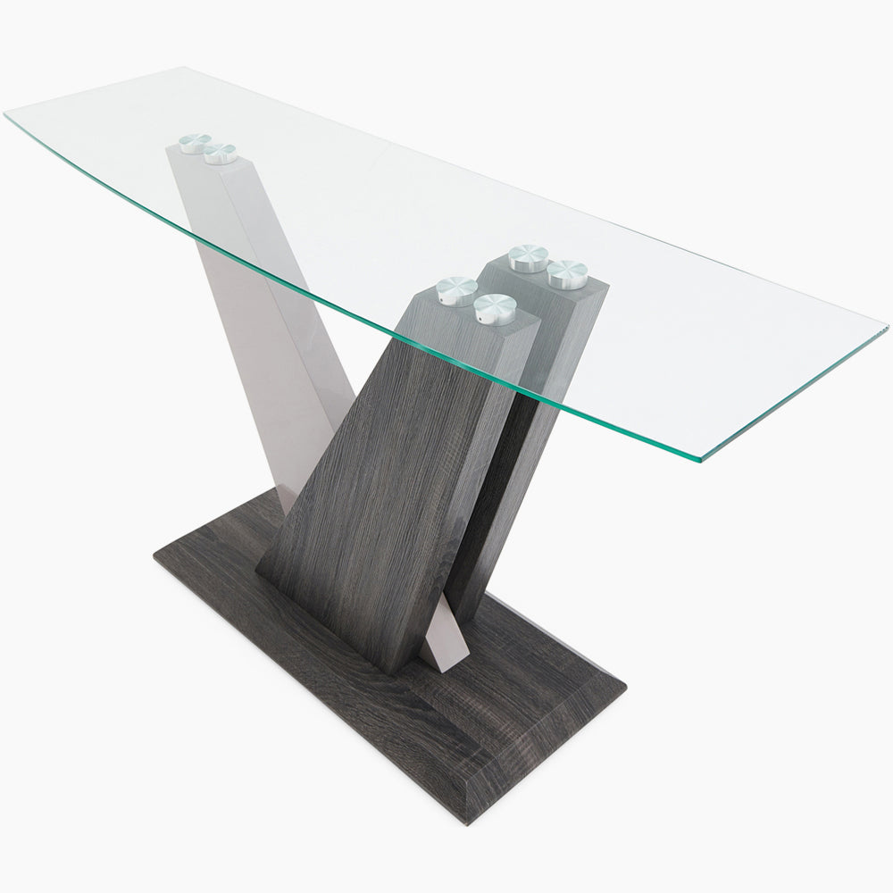 Zenith Console Table - Sofa Table Champagne High Gloss / Dark Grey Tables Sterling Home 2