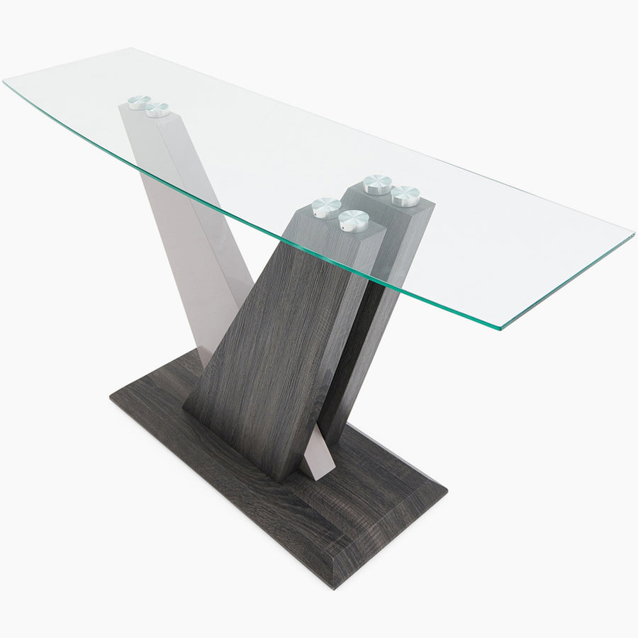 Zenith Console Table - Sofa Table Champagne High Gloss / Dark Grey Tables Sterling Home 2