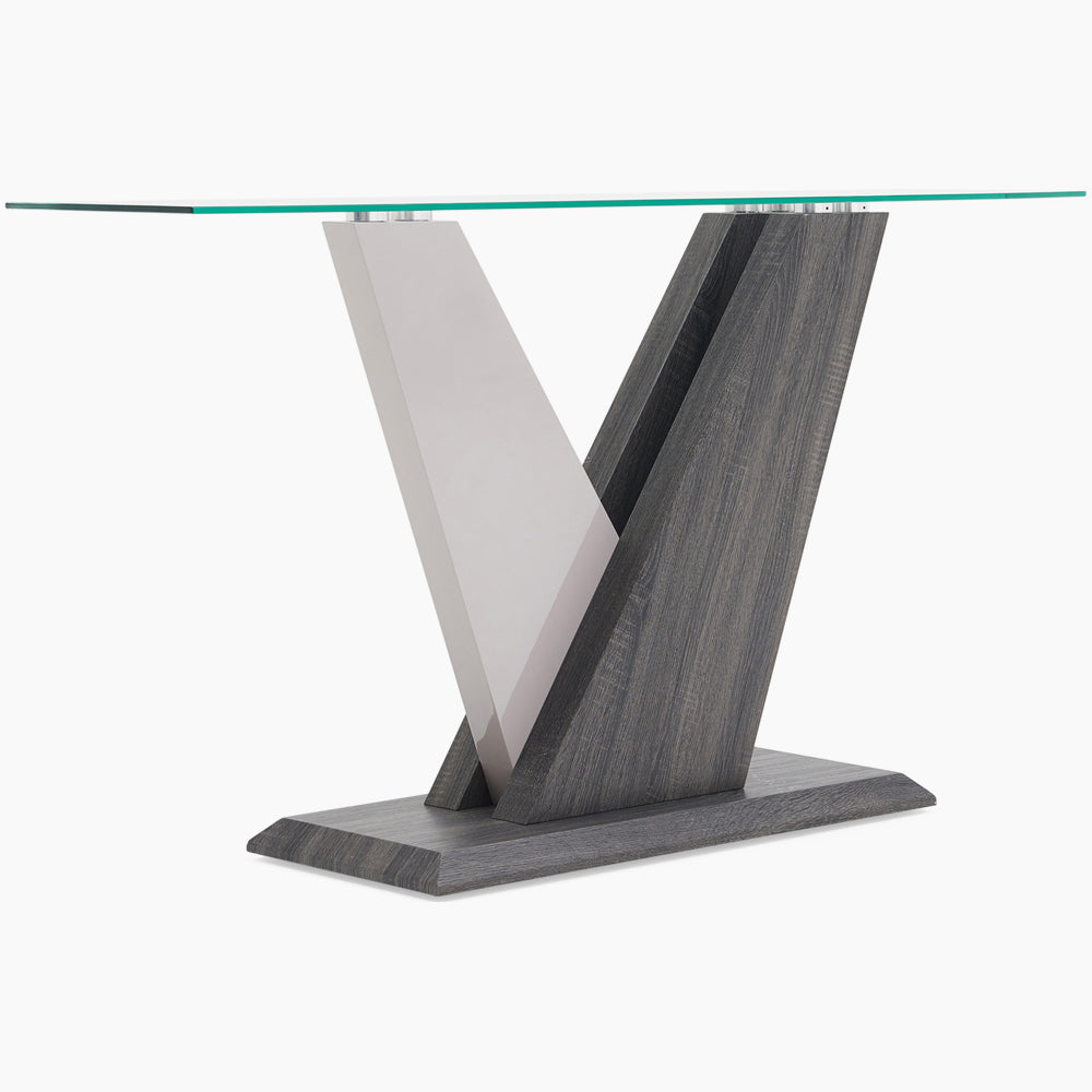 Zenith Console Table - Sofa Table Champagne High Gloss / Dark Grey Tables Sterling Home 3