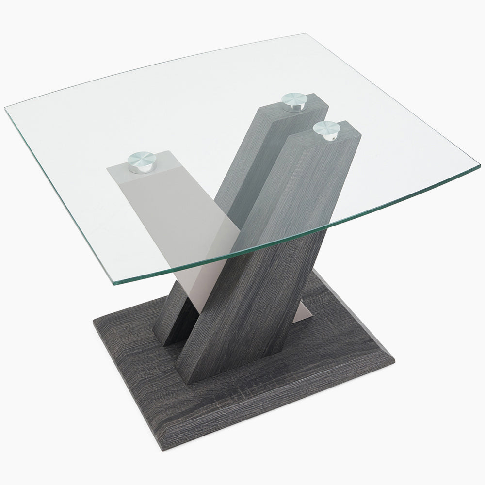 Zenith Side Table - End Table Champagne High Gloss / Dark Grey Tables Sterling Home 2