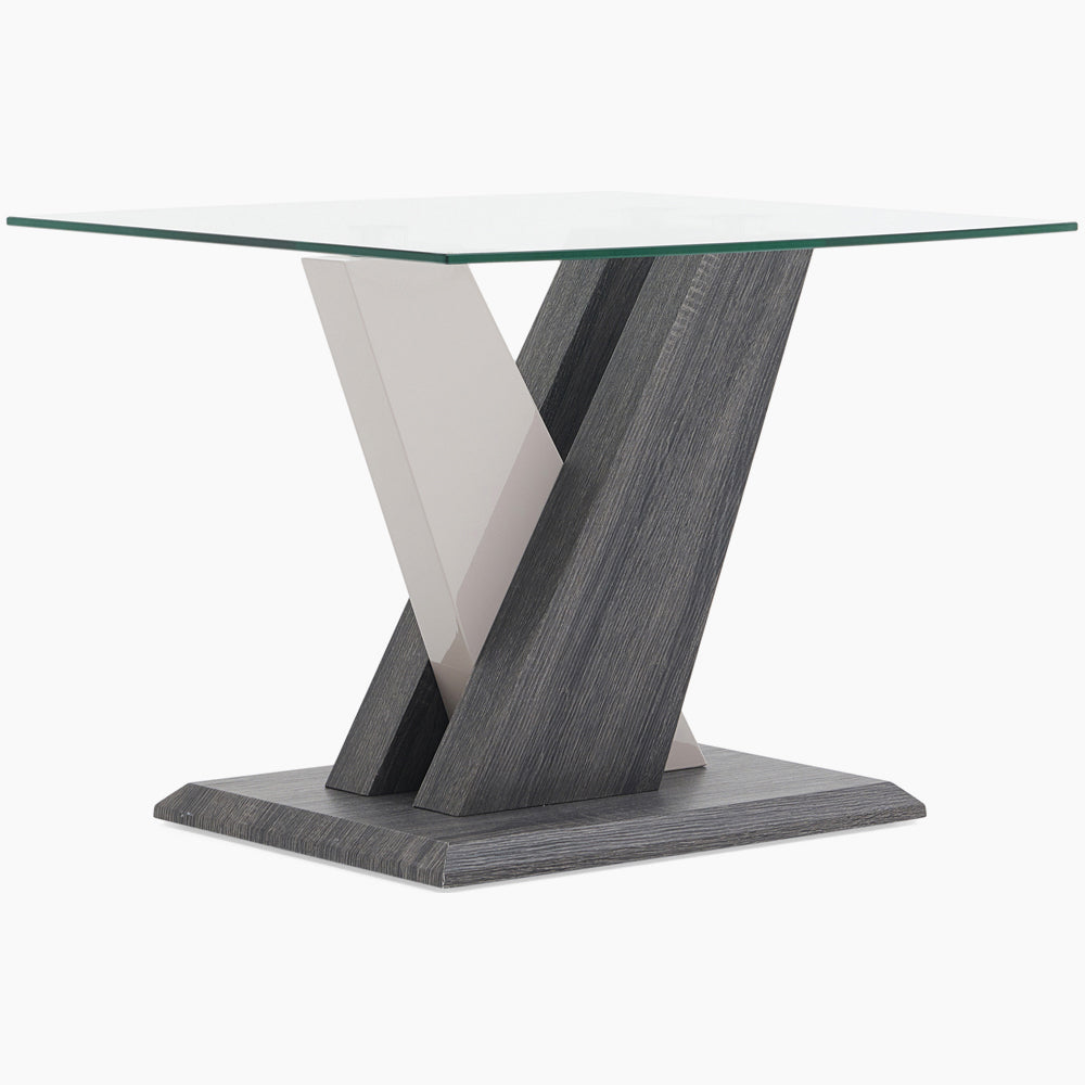 Zenith Side Table - End Table Champagne High Gloss / Dark Grey Tables Sterling Home 3