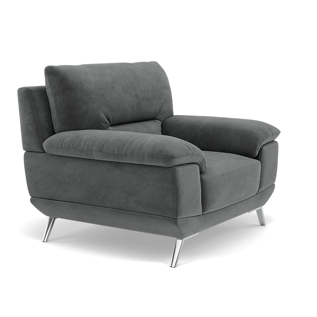 Zuco Armchair - Armchair Fabric — FAB-MEG-20  PEWTER, gallery image 1