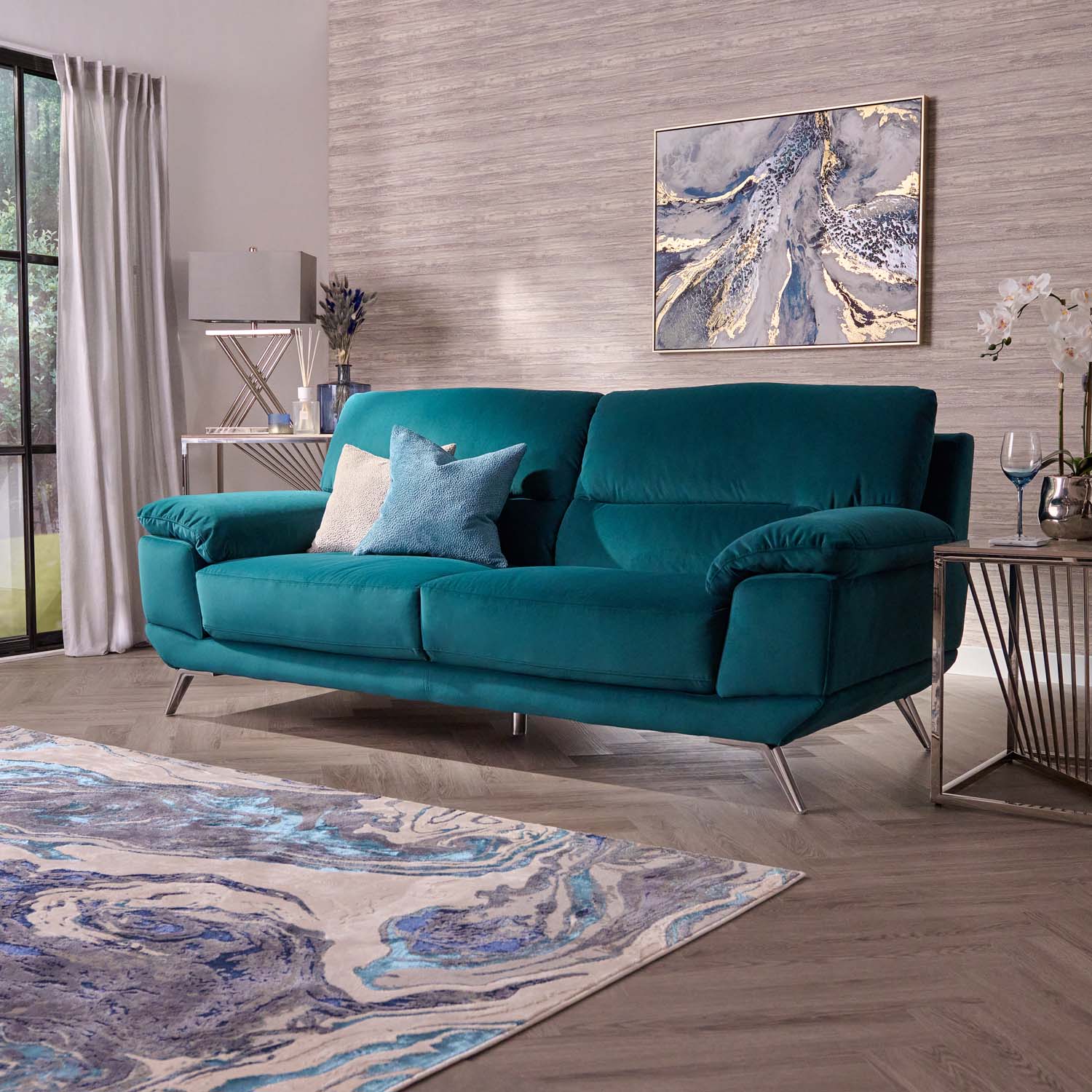 Zuco 3 Seater Sofa - 3 Seater Sofa Fabric Sofas Sterling Home 2